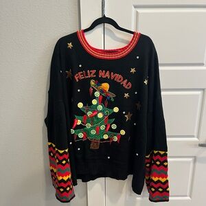 Feliz Navidad Christmas Sweater with bell sleeves